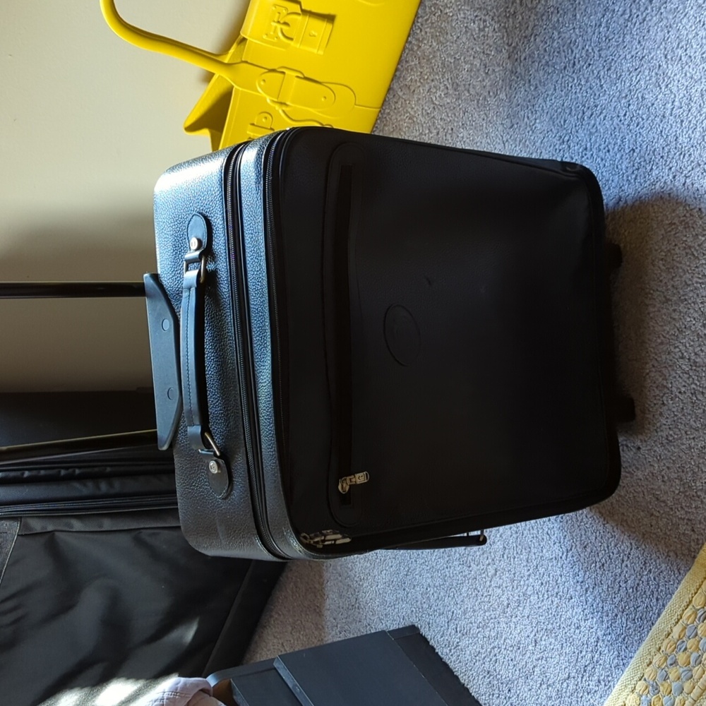 a. testoni Carry on black calf leather suitcase.